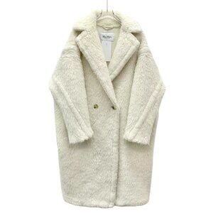 KW0840 Maxmara Teddy series white Teddy alpaca lapel double-breasted long-sleeve
